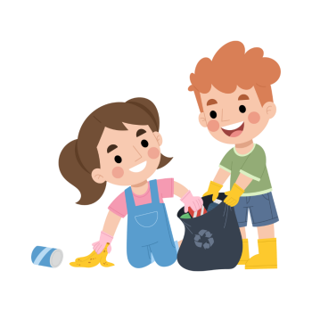 Illustration Enfants qui nettoient - Projet pédagogique - Micro-crèche Mille et un Pas en Pévèle